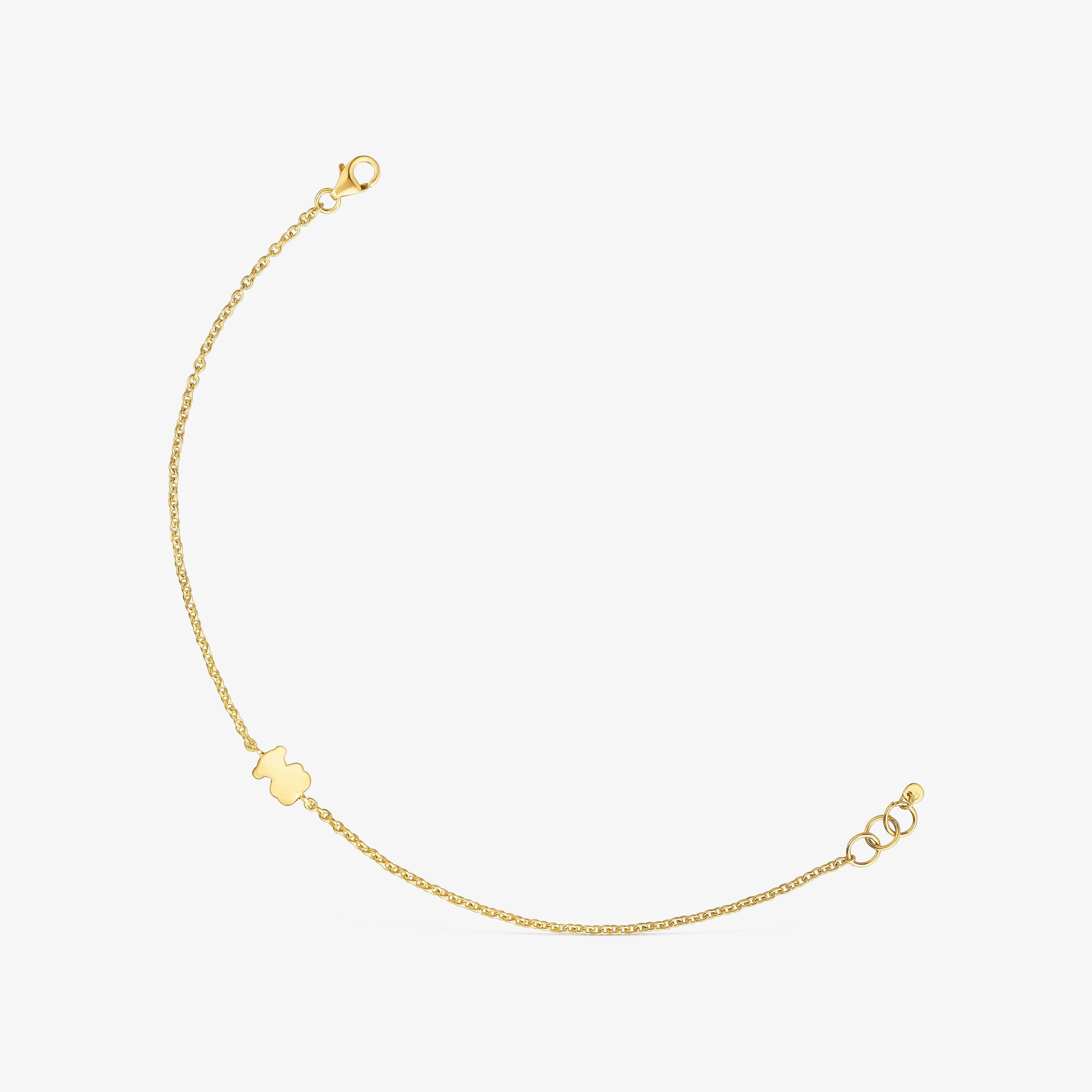 7 mm 18K solid gold chain Bracelet with bear charm Sweet Dolls