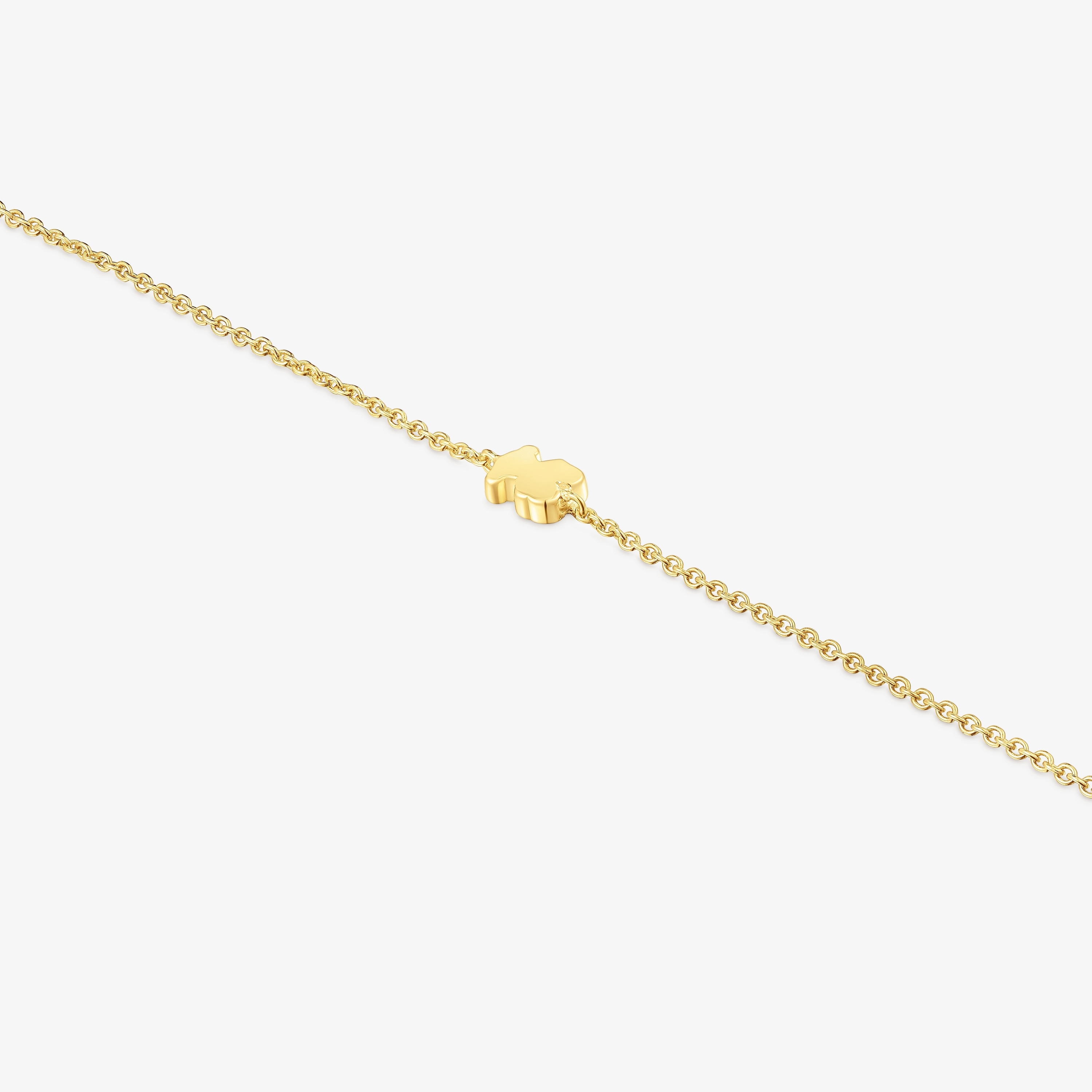 7 mm 18K solid gold chain Bracelet with bear charm Sweet Dolls