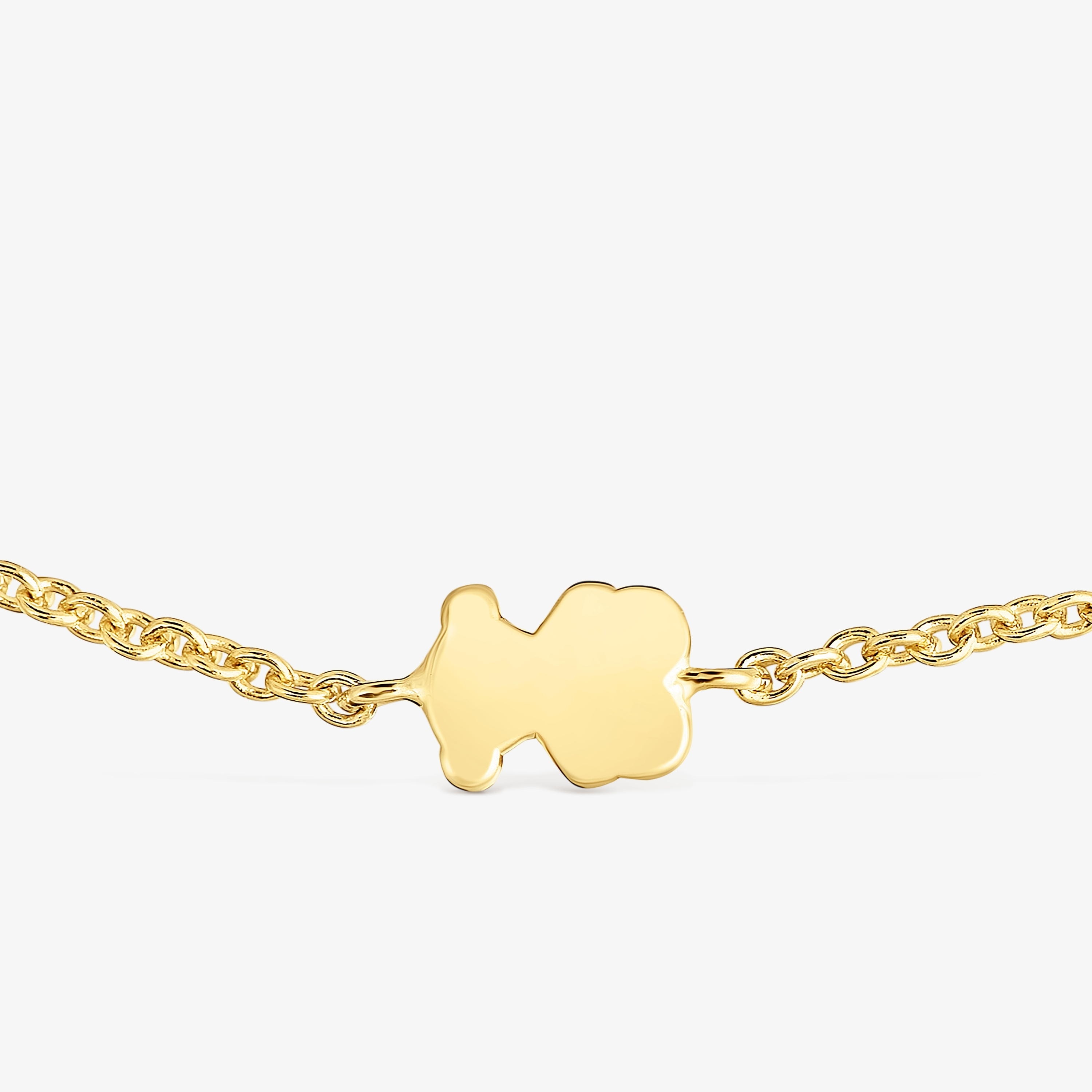 7 mm 18K solid gold chain Bracelet with bear charm Sweet Dolls