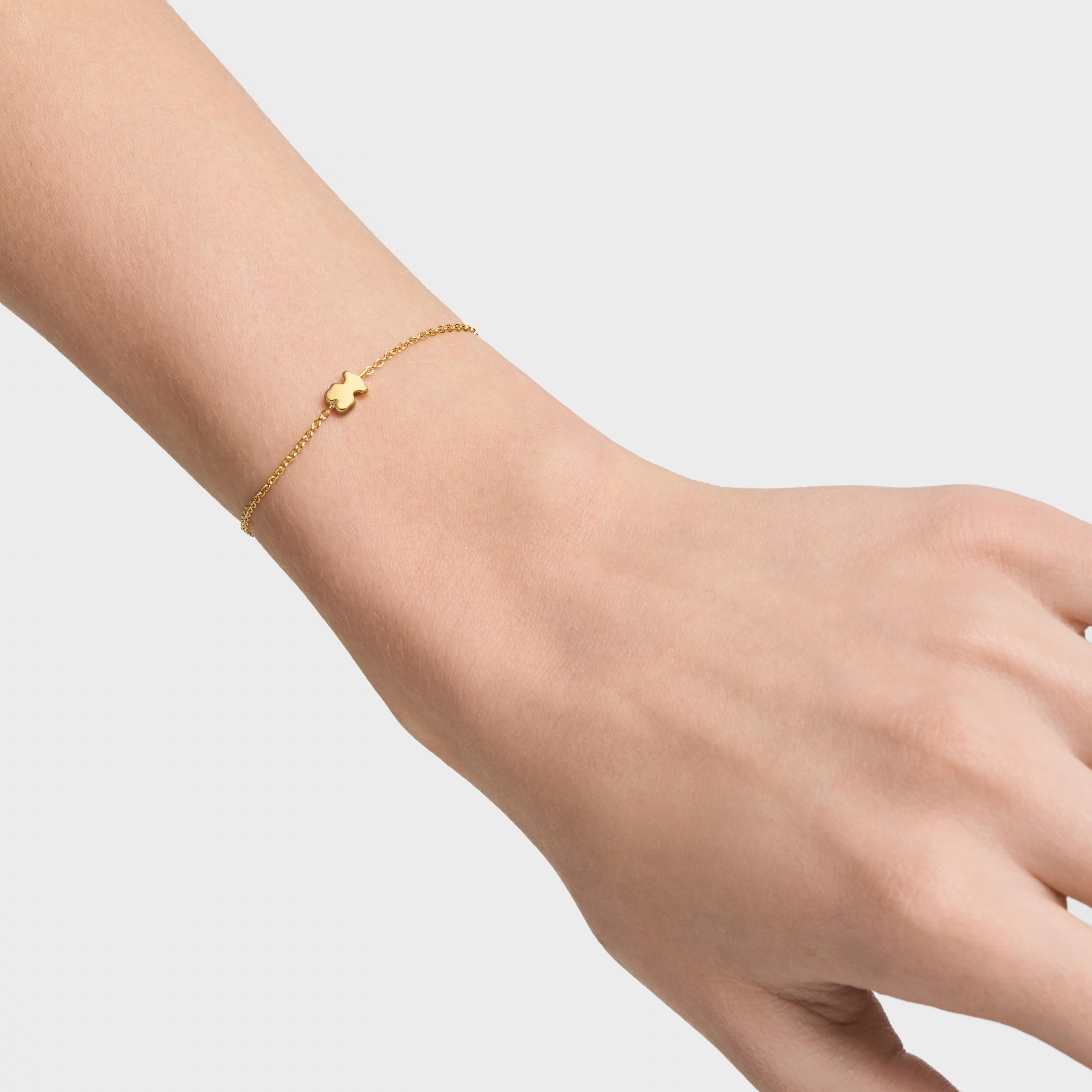 7 mm 18K solid gold chain Bracelet with bear charm Sweet Dolls