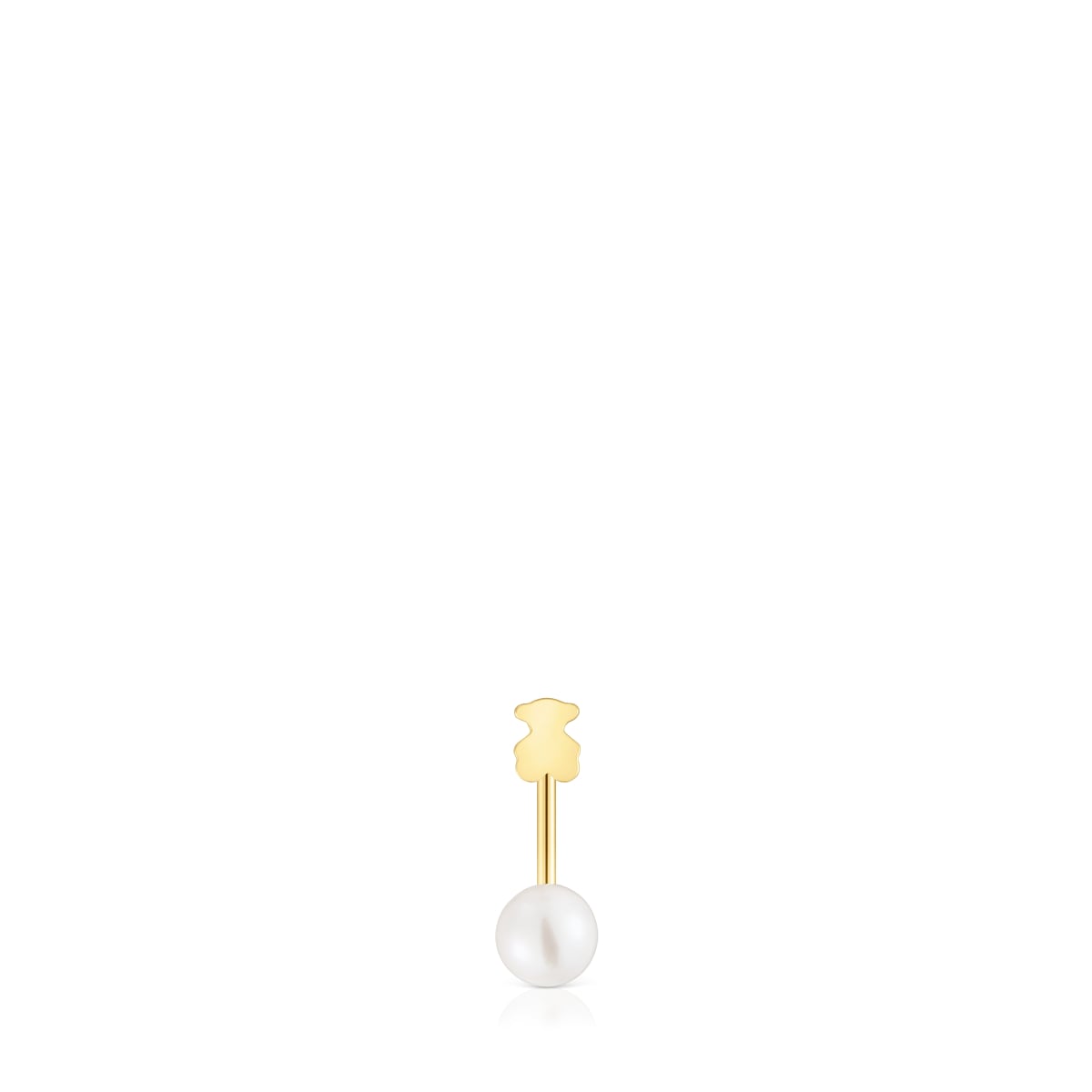 Short single gold bear Earring with cultured pearl Sweet Dolls