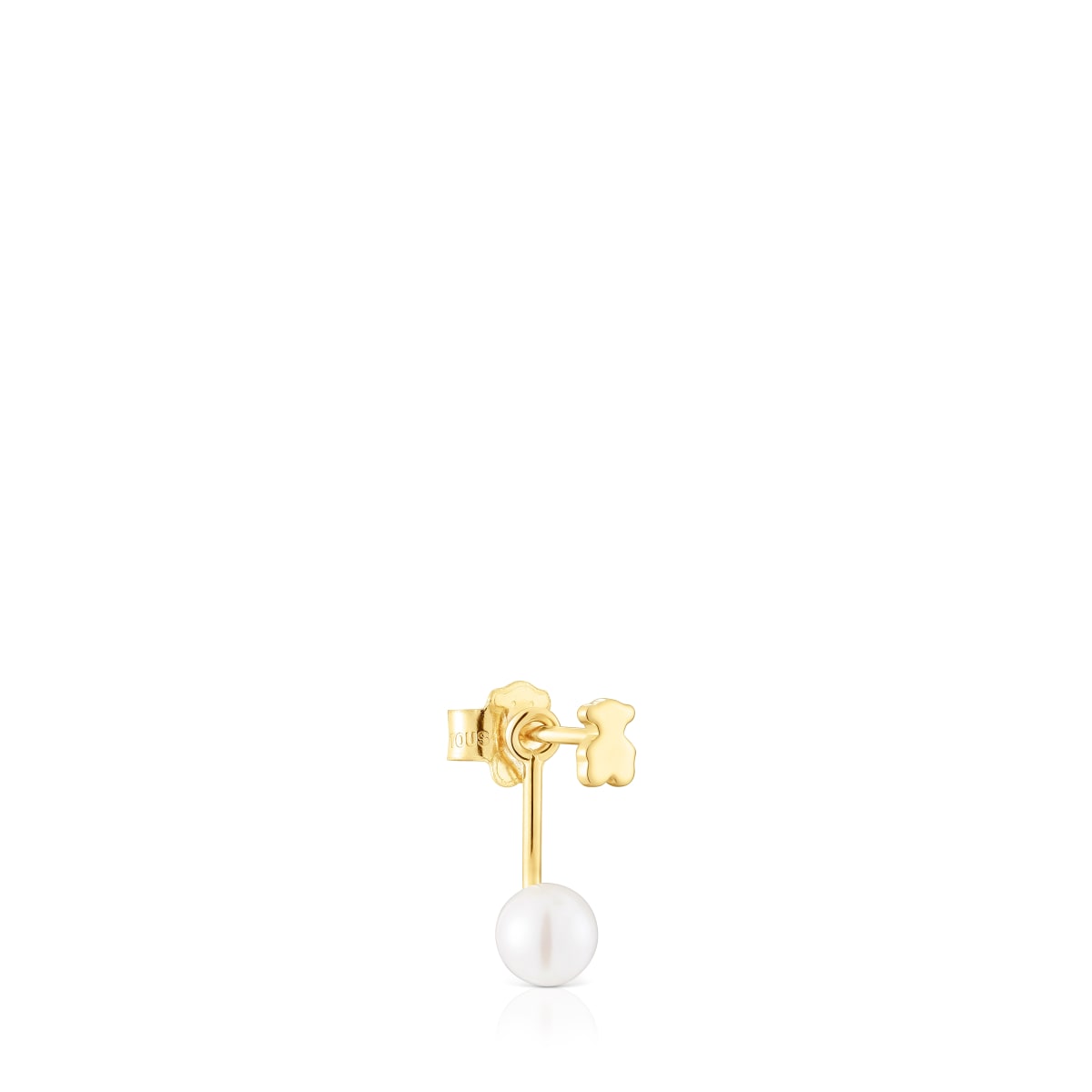 Short single gold bear Earring with cultured pearl Sweet Dolls