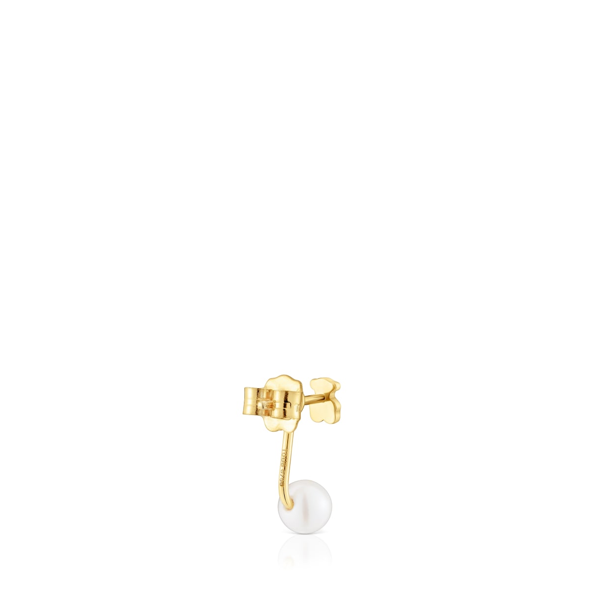 Short single gold bear Earring with cultured pearl Sweet Dolls