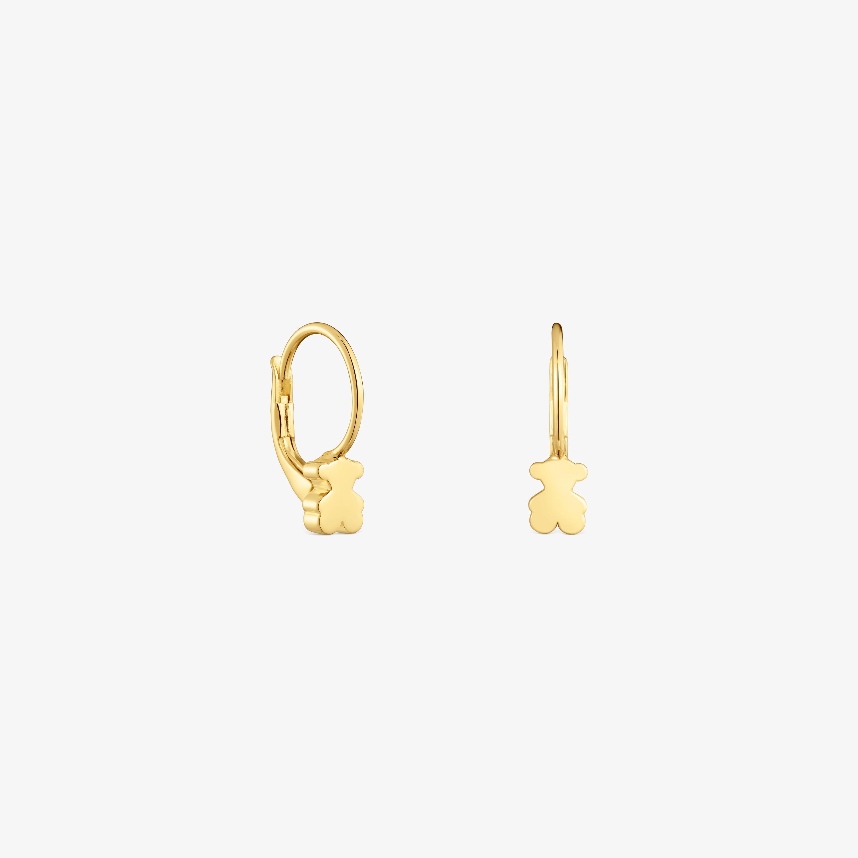 6mm 18K solid gold bear-motif Hoop earrings Sweet Dolls