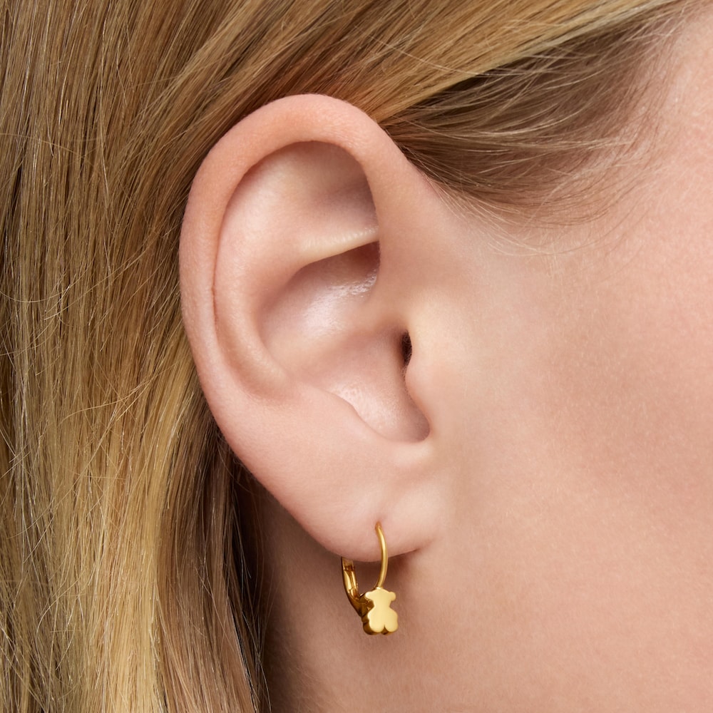 Zlat&eacute; Kruhov&eacute; n&aacute;u&scaron;nice s&nbsp;motivem medv&iacute;dka o&nbsp;velikosti 6&nbsp;mm Sweet Dolls