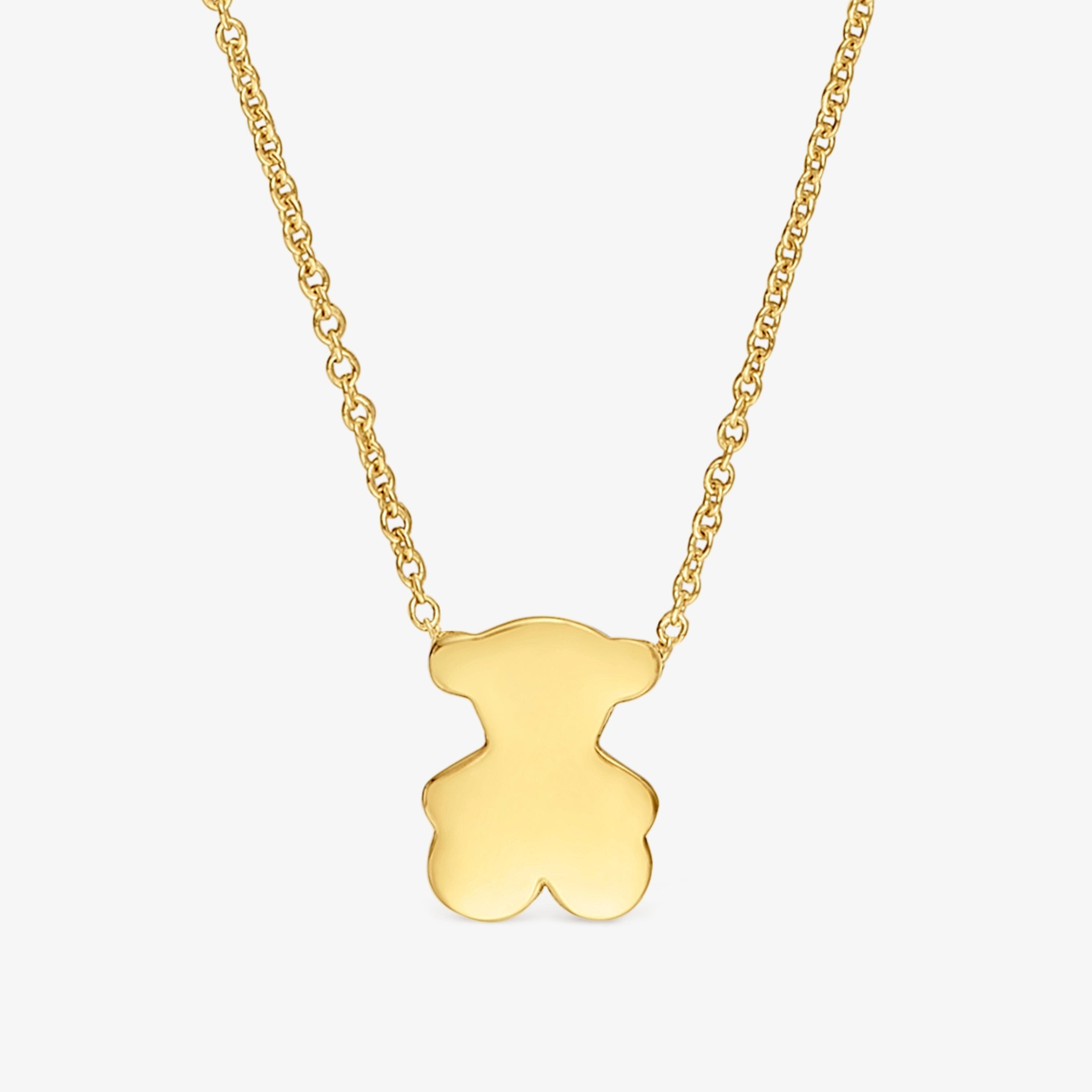 Short 18K solid gold Necklace with 10 mm bear motif Sweet Dolls