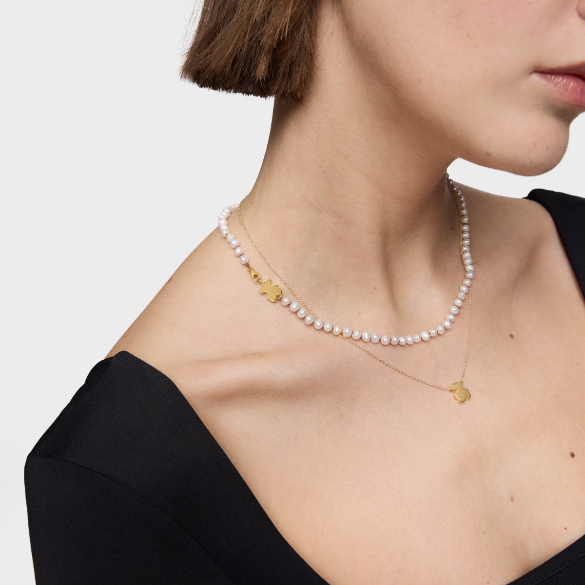 Short gold Necklace with 10 mm bear motif Sweet Dolls