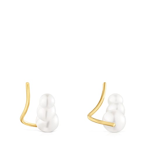 Gold climber Earrings with cultured pearls Sweet Dolls