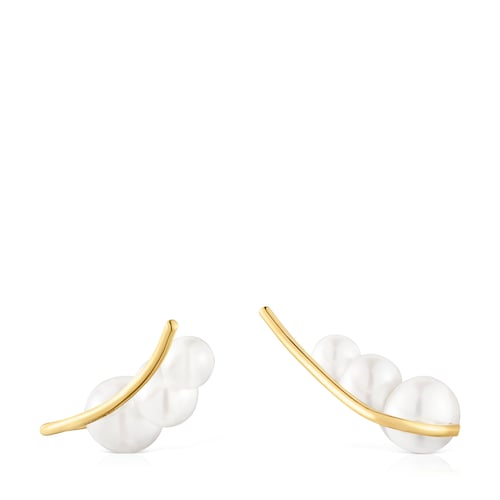 Gold climber Earrings with cultured pearls Sweet Dolls