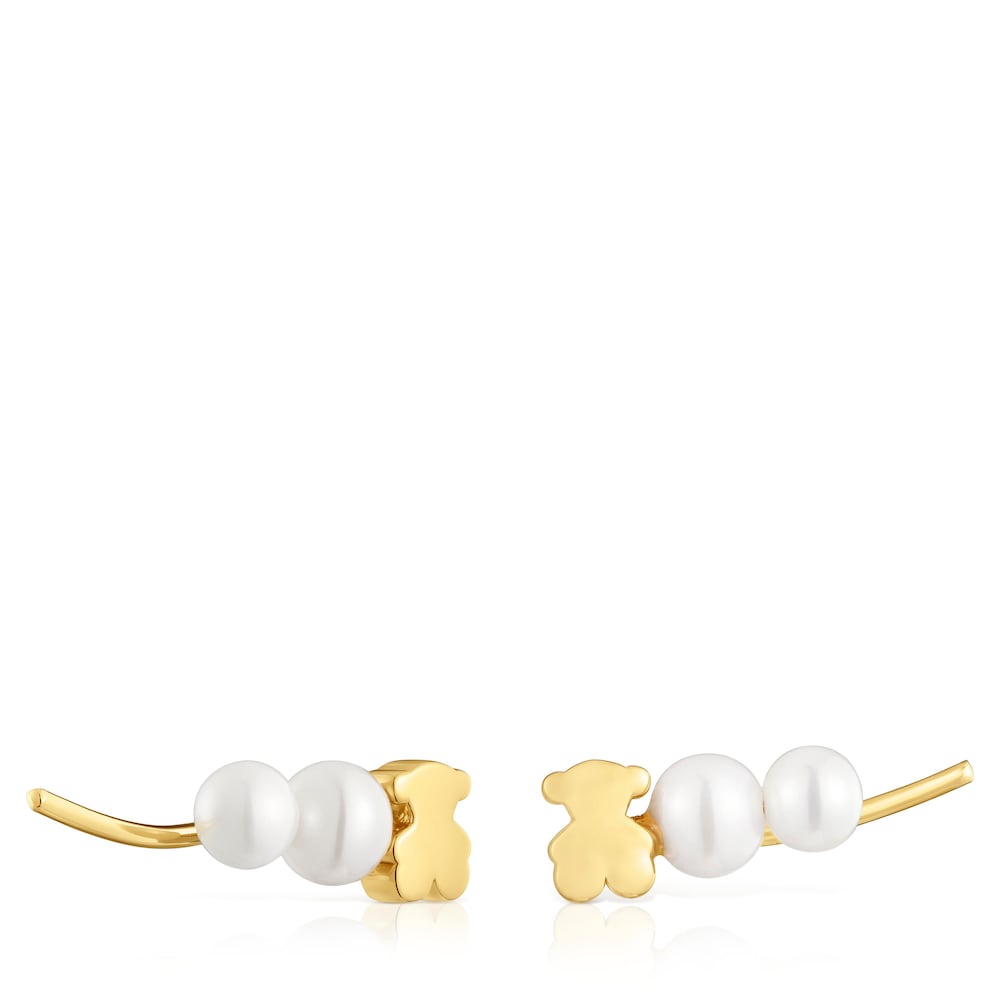 Gold bear climber Earring with cultured pearls Sweet Dolls