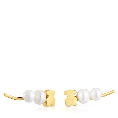 Gold bear climber Earring with cultured pearls Sweet Dolls
