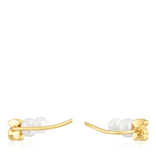 Gold bear climber Earring with cultured pearls Sweet Dolls
