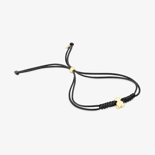 Pulsera de oro motivo oso y nylon en color negro Sweet Dolls