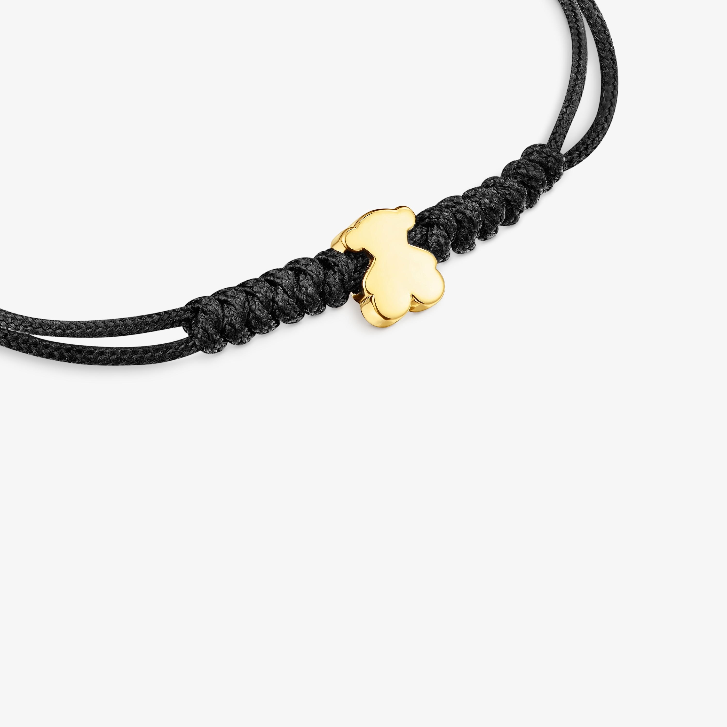 18K solid gold and black nylon bear-motif Bracelet Sweet Dolls