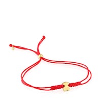 Pulseira em ouro e nylon em vermelho com motivo urso Sweet Dolls