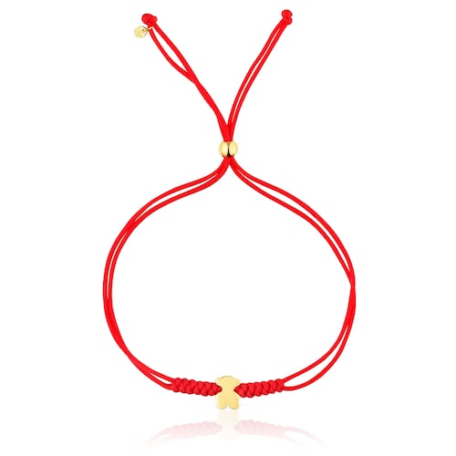 Pulsera de oro motivo oso y nylon en color rojo Sweet Dolls