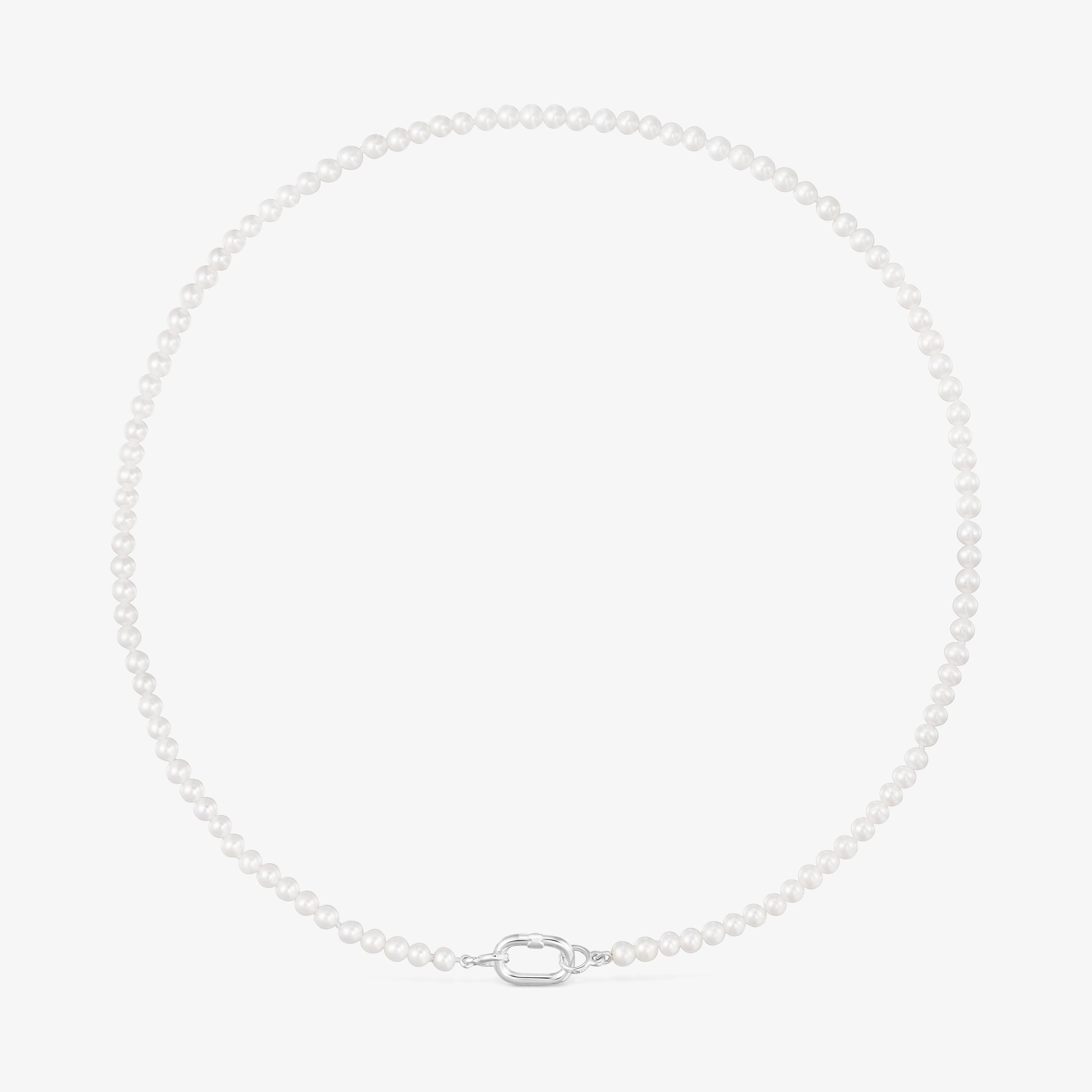 Necklace with cultured pearls and silver ring Hold Oval