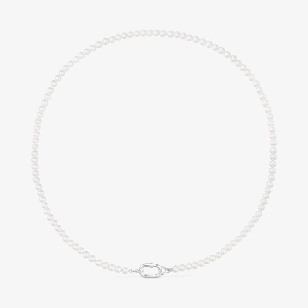 Necklace with cultured pearls and silver ring Hold Oval