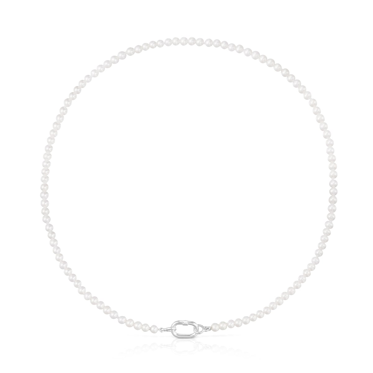 Necklace with cultured pearls and silver ring Hold Oval