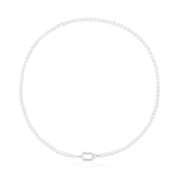 Necklace with cultured pearls and silver ring Hold Oval