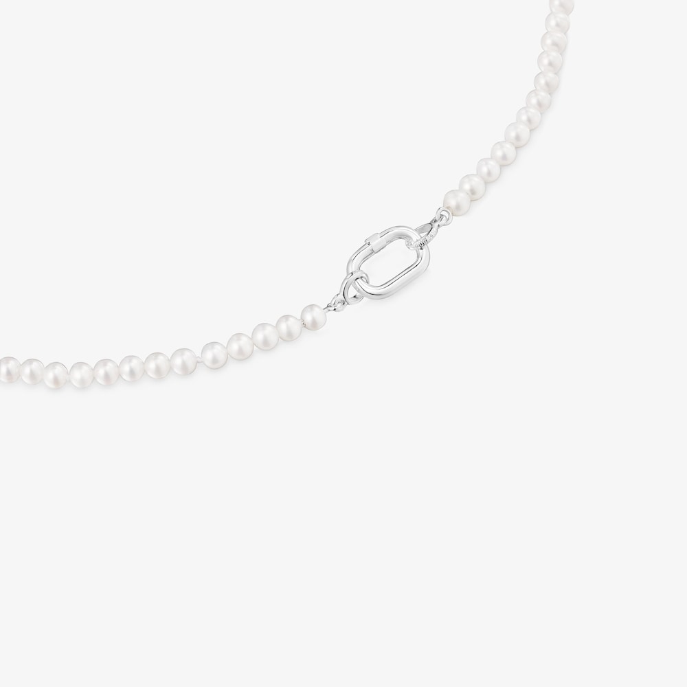 Necklace with cultured pearls and silver ring Hold Oval