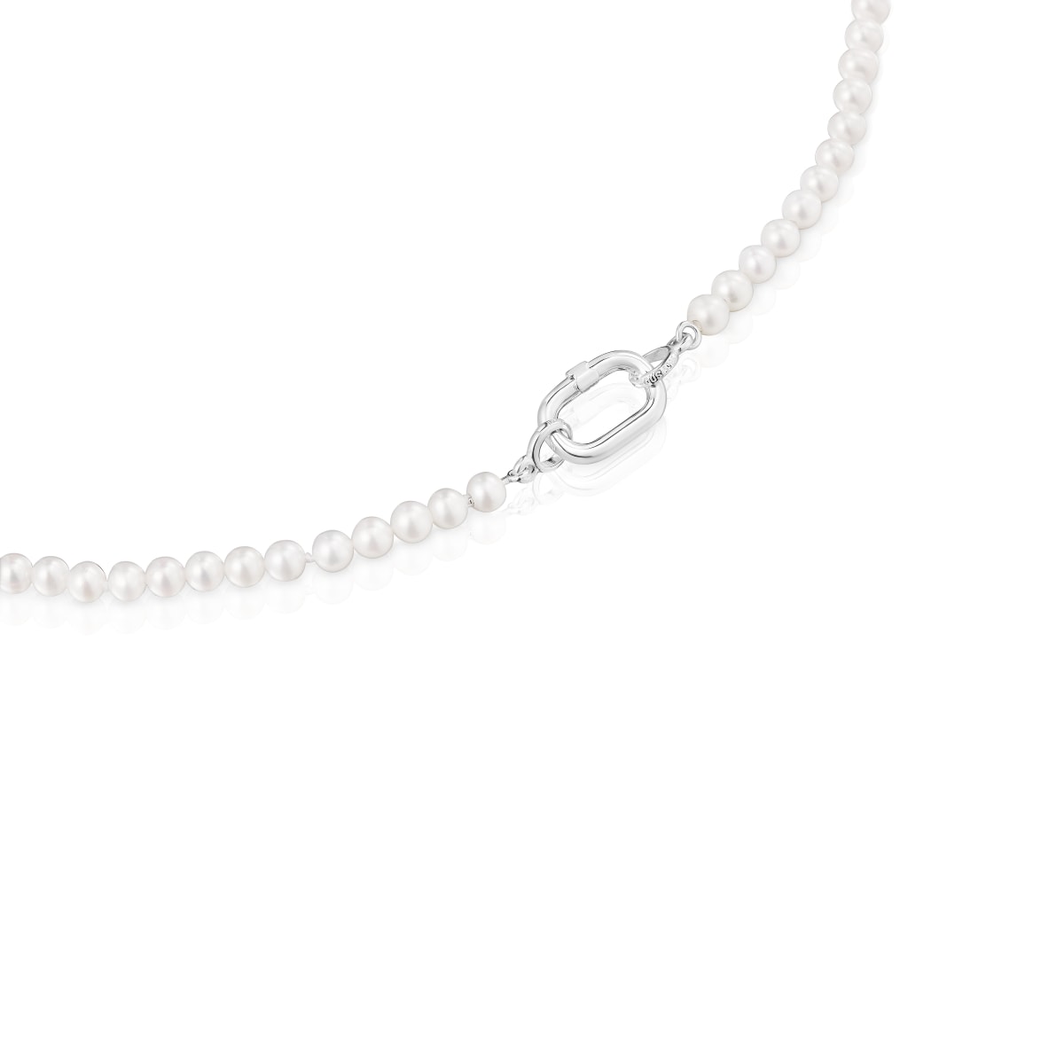 Necklace with cultured pearls and silver ring Hold Oval