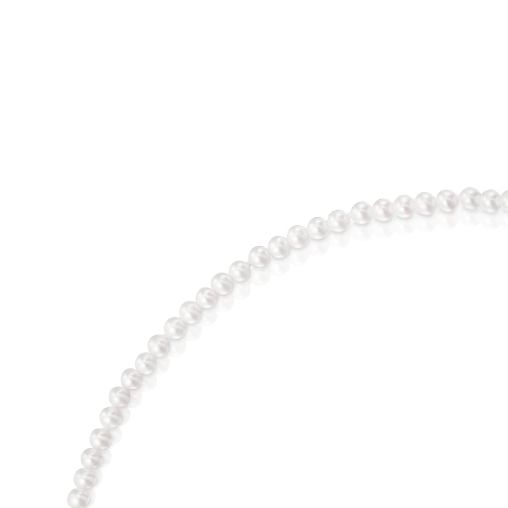 Collar con perlas cultivadas y anilla de plata Hold Oval Collar con perlas cultivadas y anilla de plata Hold Oval