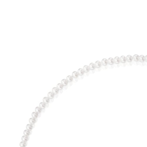 Collar con perlas cultivadas y anilla de plata Hold Oval