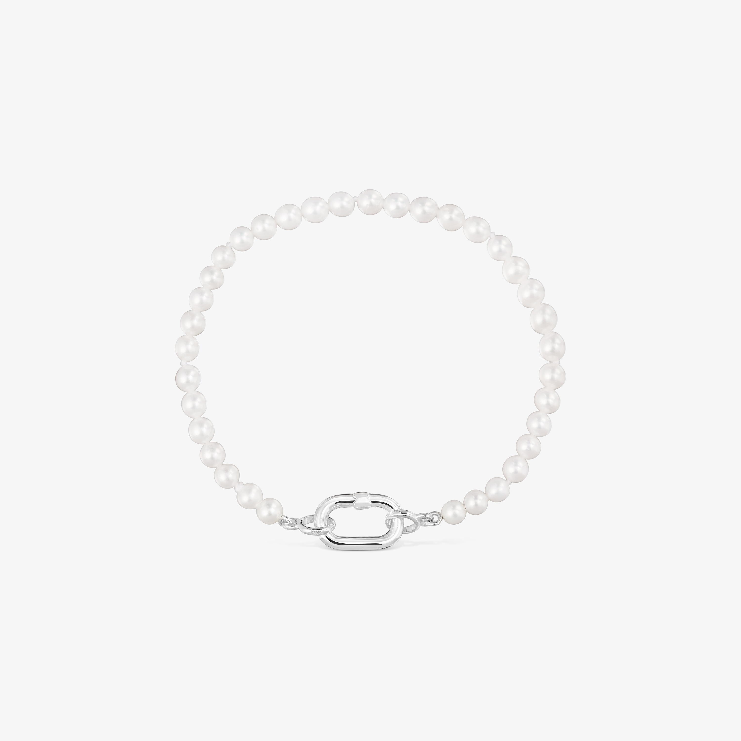 Bracelet with cultured pearls and silver ring Hold Oval