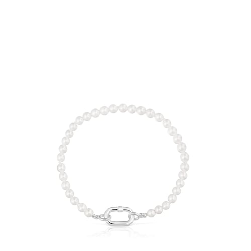 Bracelet with cultured pearls and silver ring Hold Oval