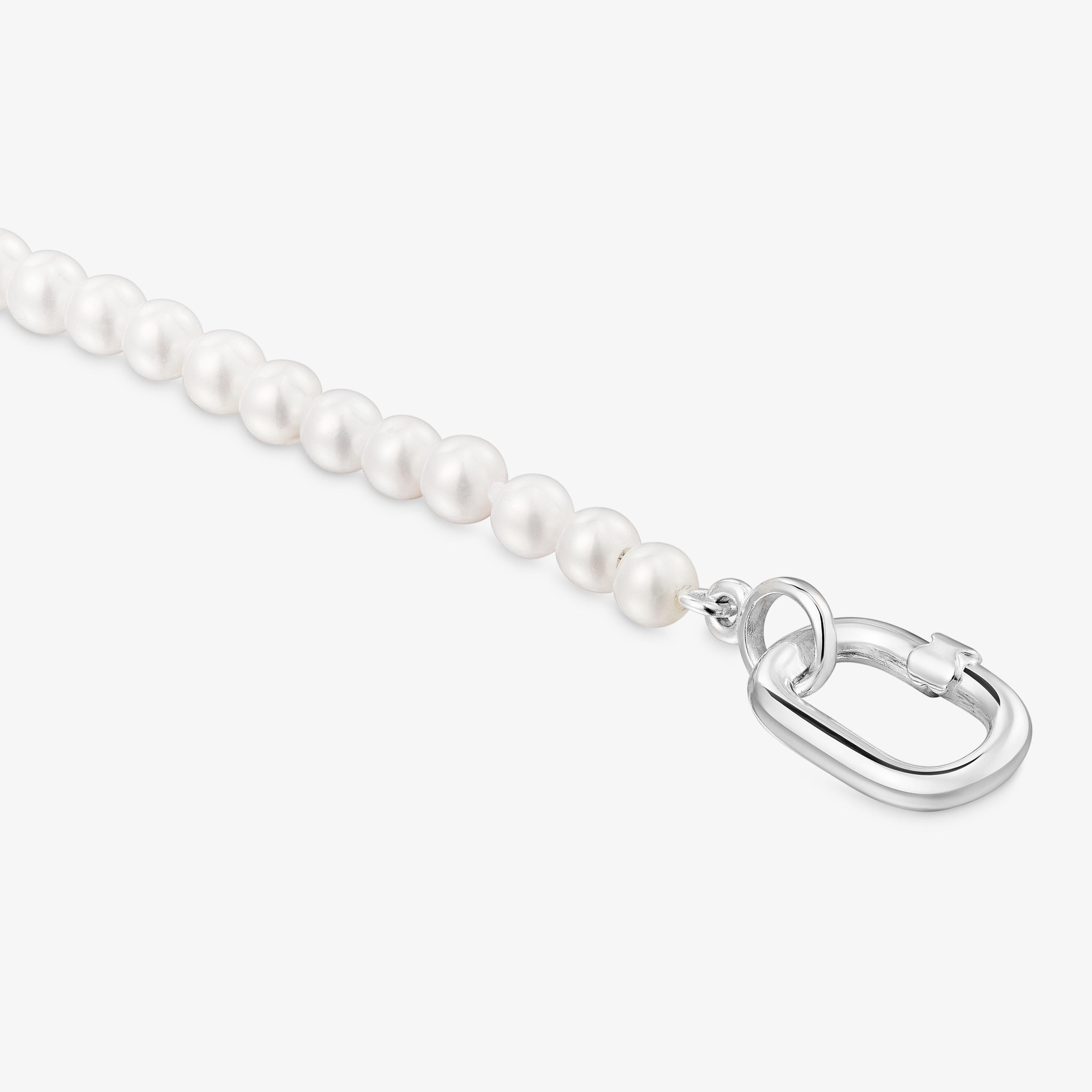 Bracelet with cultured pearls and silver ring Hold Oval