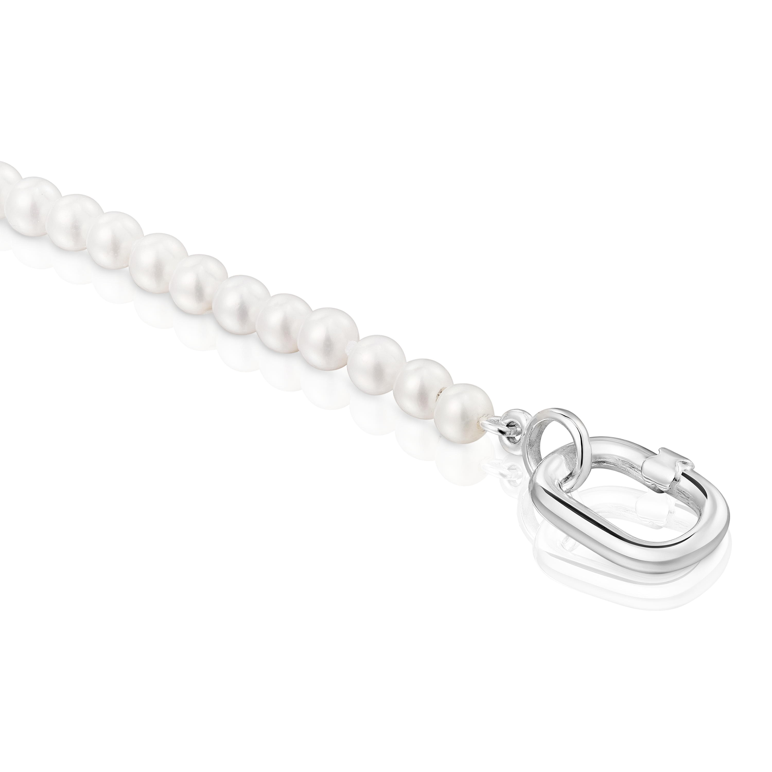 Bracelet with cultured pearls and silver ring Hold Oval