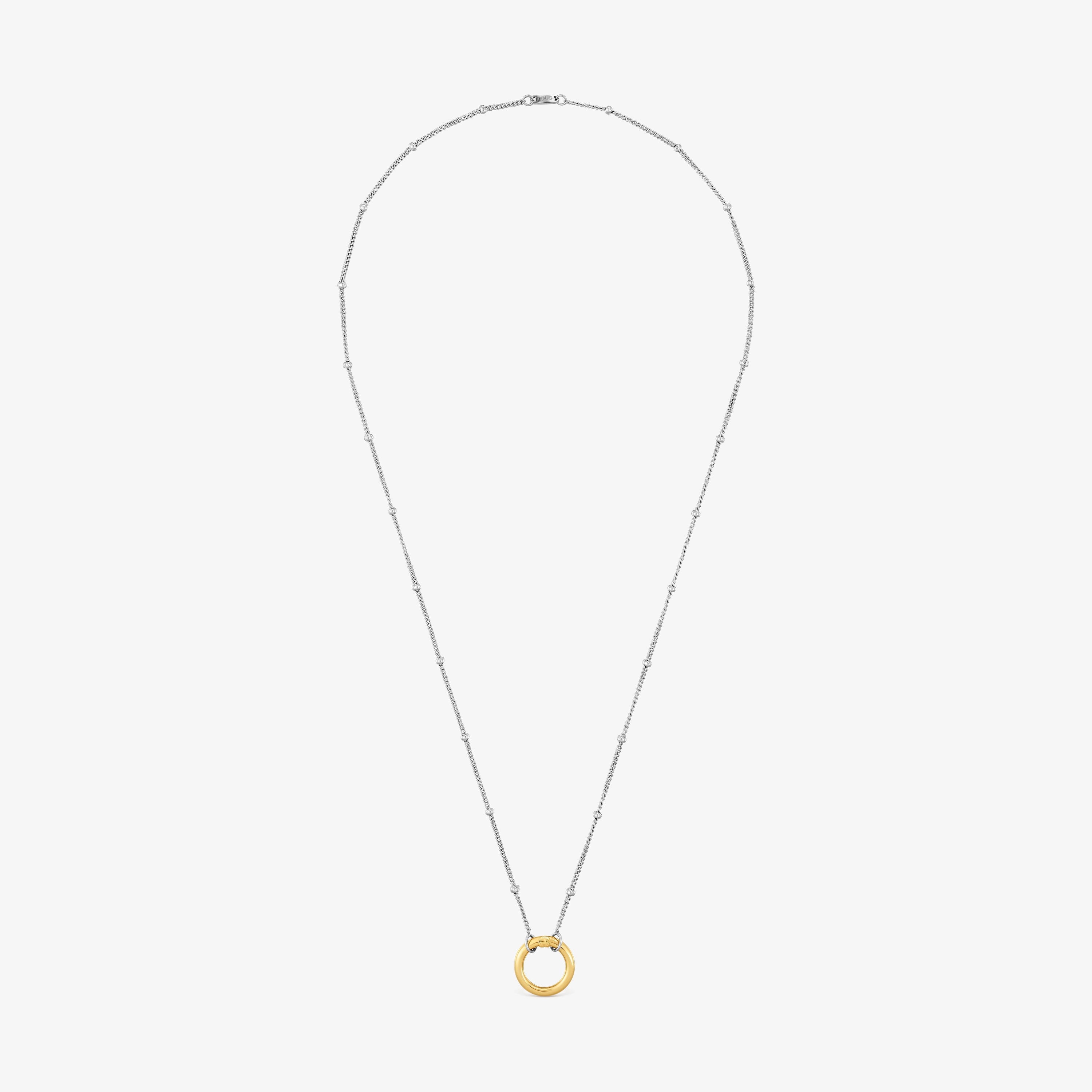 Short steel Necklace with 18K solid gold ring Hold