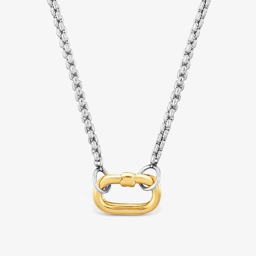 Collar corto de acero y anilla de oro 18K Hold Oval