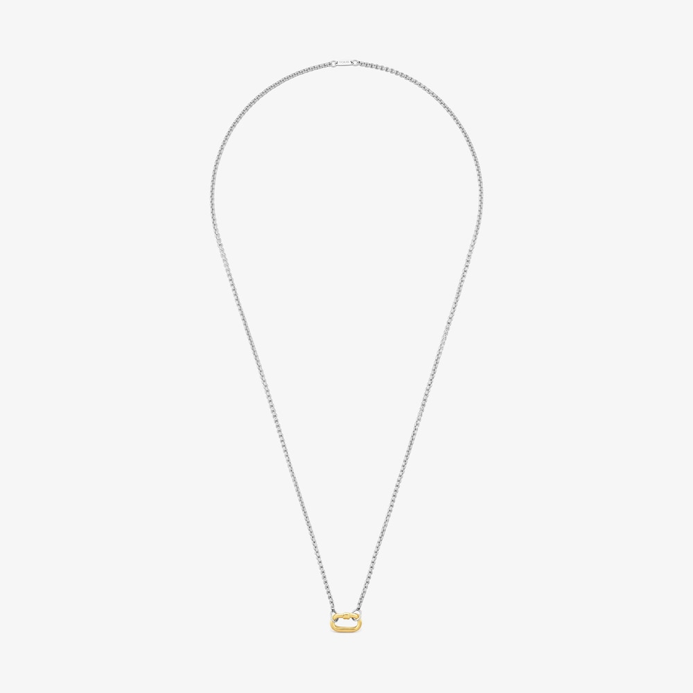 Collana corta in acciaio con anello in oro Hold Oval