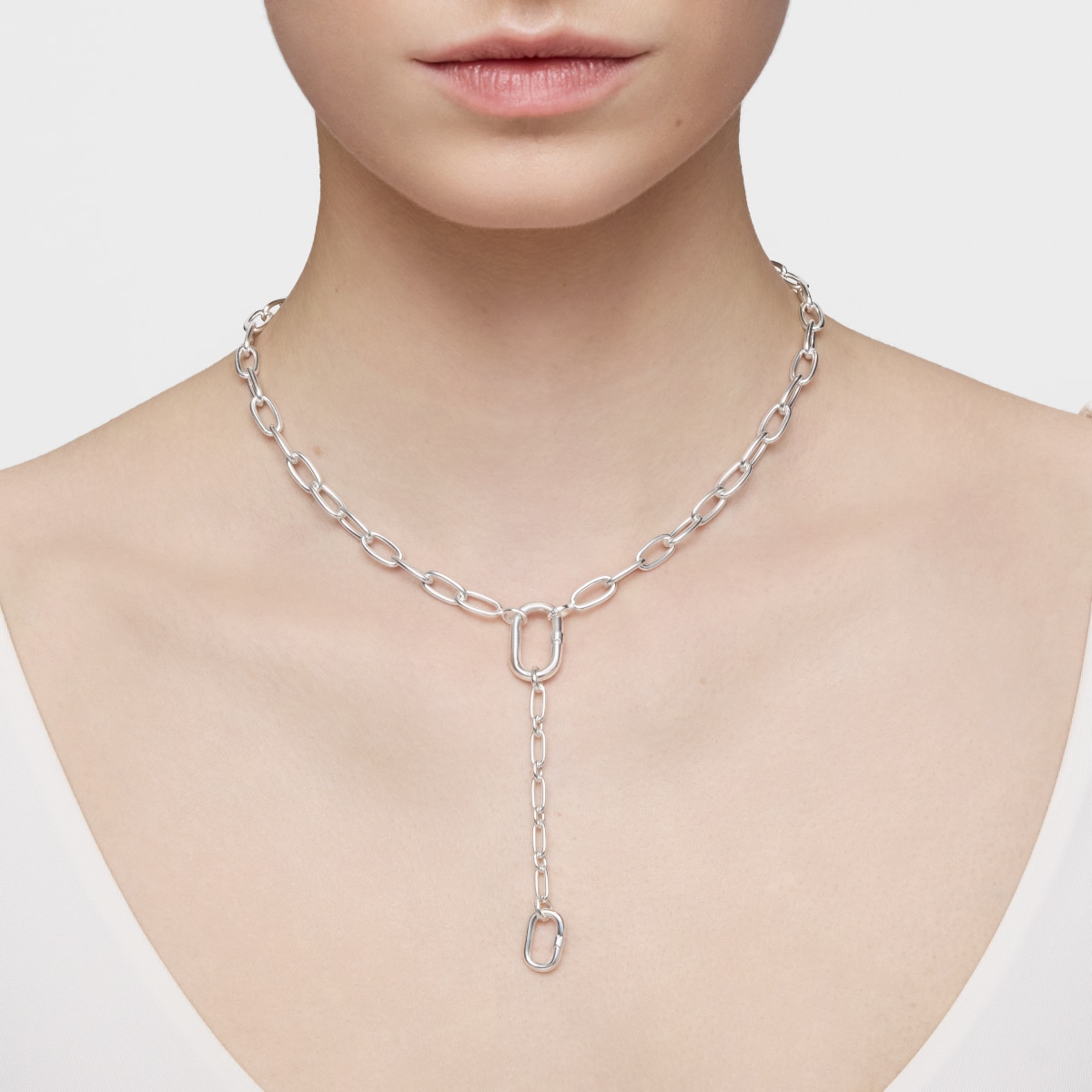 Silver chain Pendant with ring Hold Oval