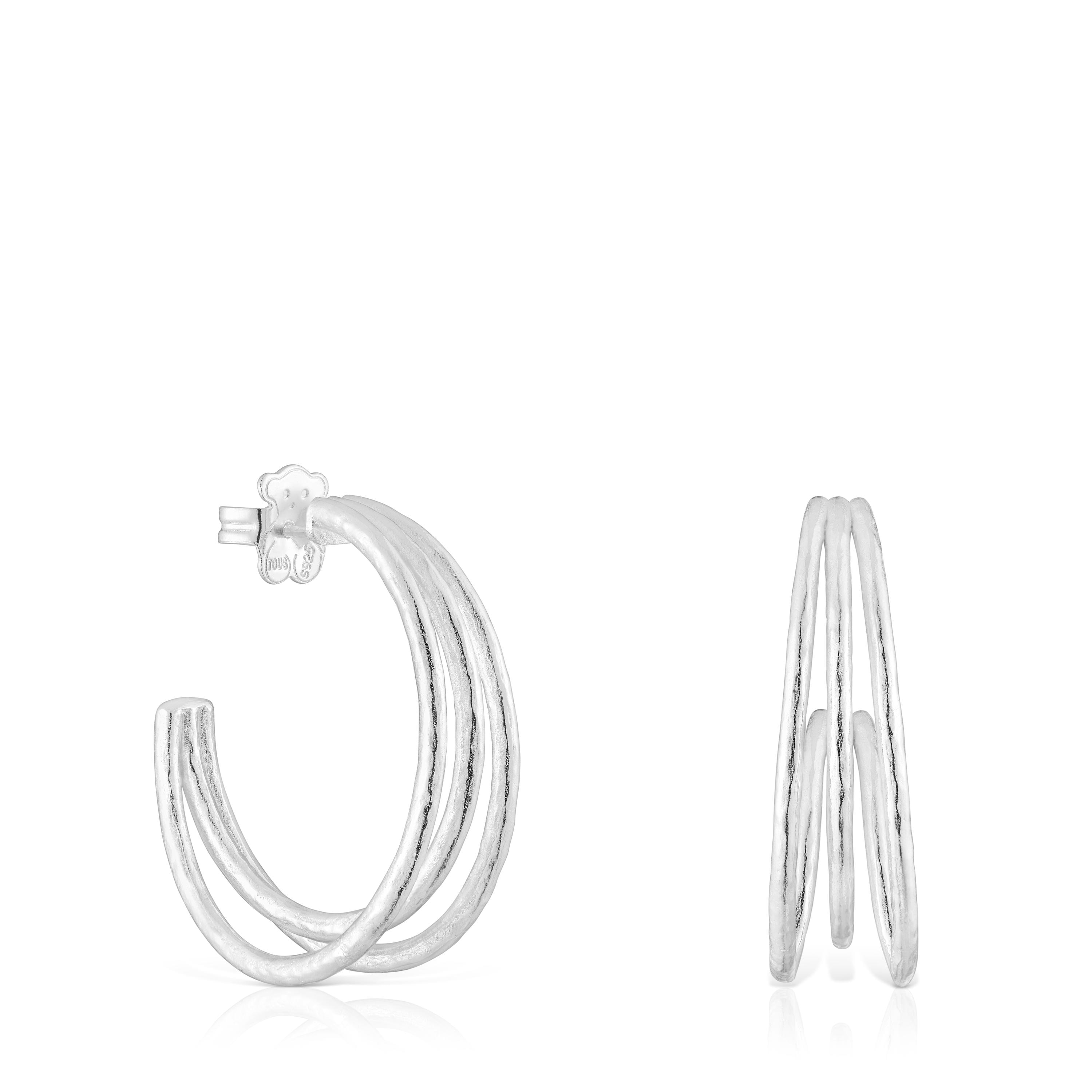 Pendientes de aro de plata 32 mm Duna
