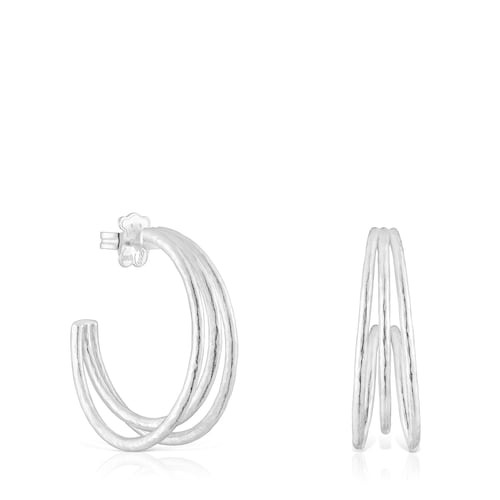 Pendientes de aro de plata 32 mm Duna
