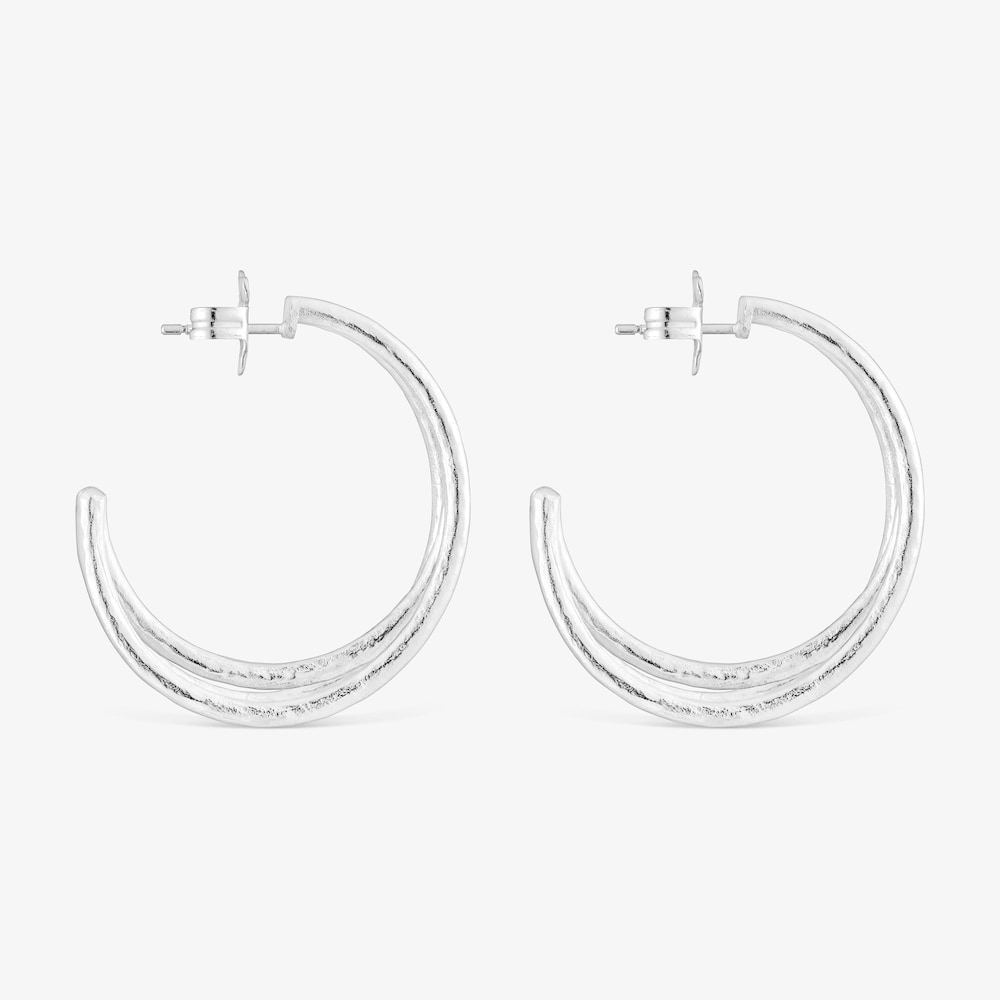 Pendientes de aro de plata 32 mm Duna