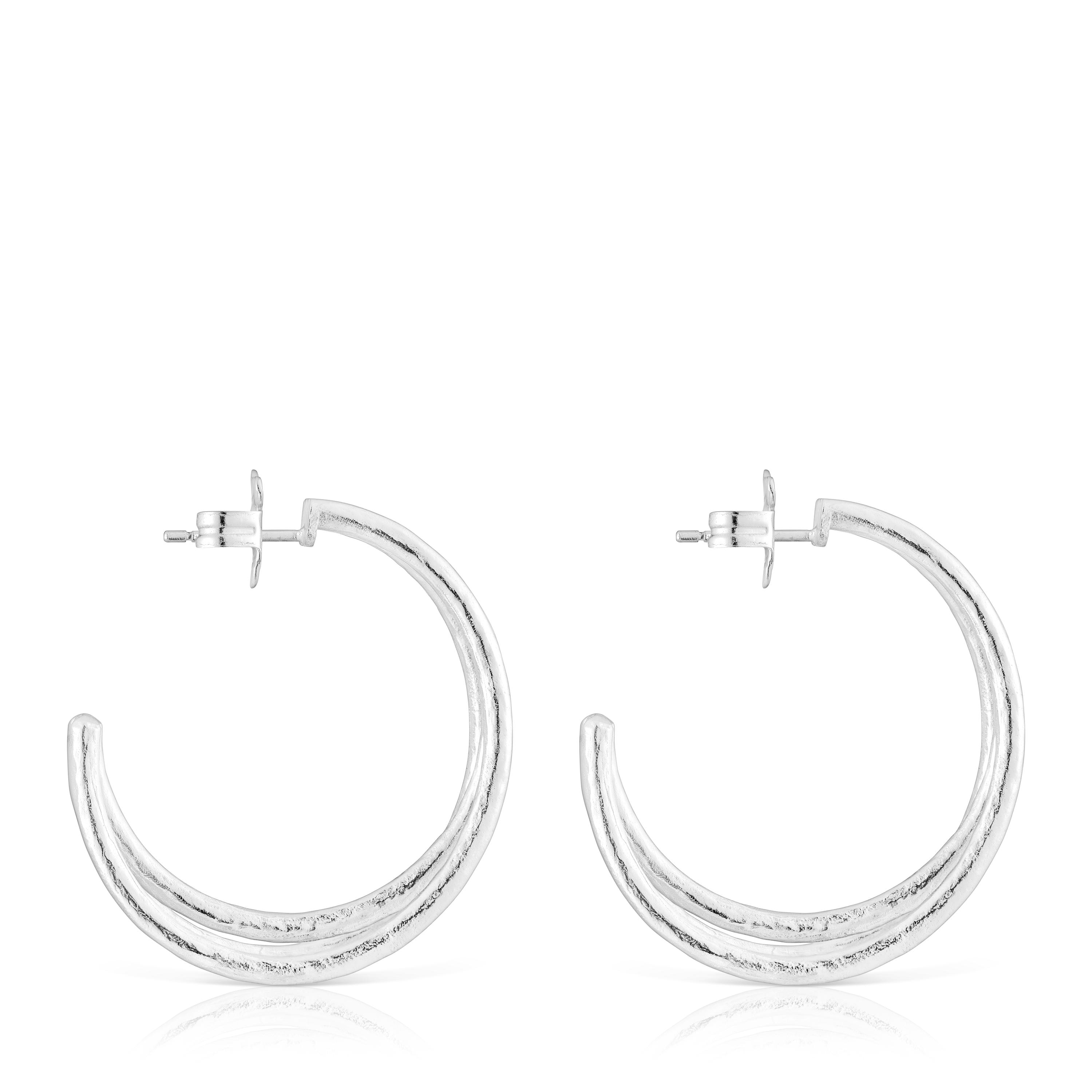 Pendientes de aro de plata 32 mm Duna