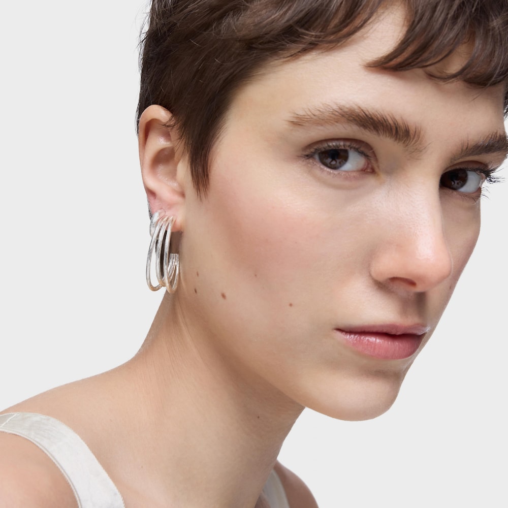 Pendientes de aro de plata 32 mm Duna