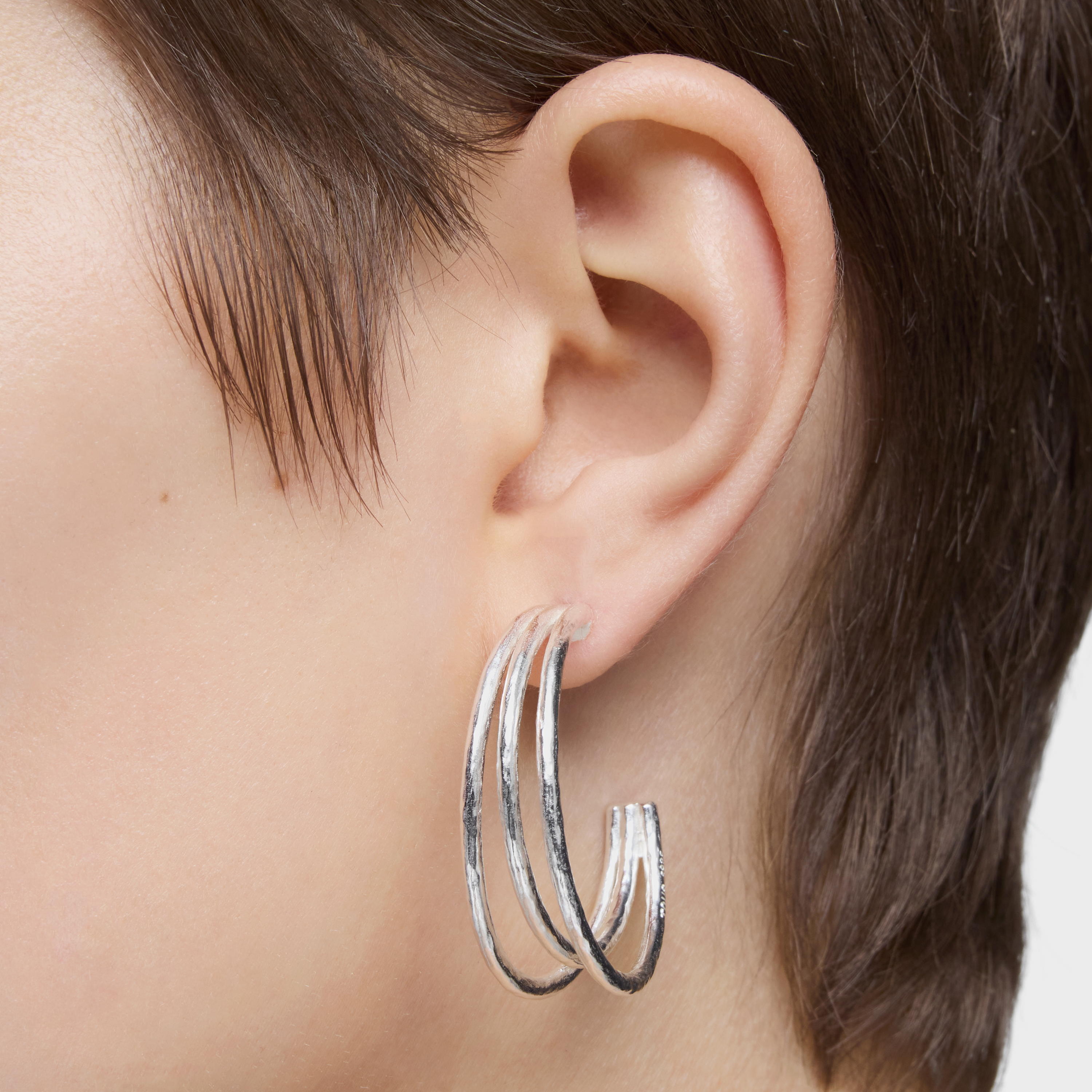 Pendientes de aro de plata 32 mm Duna