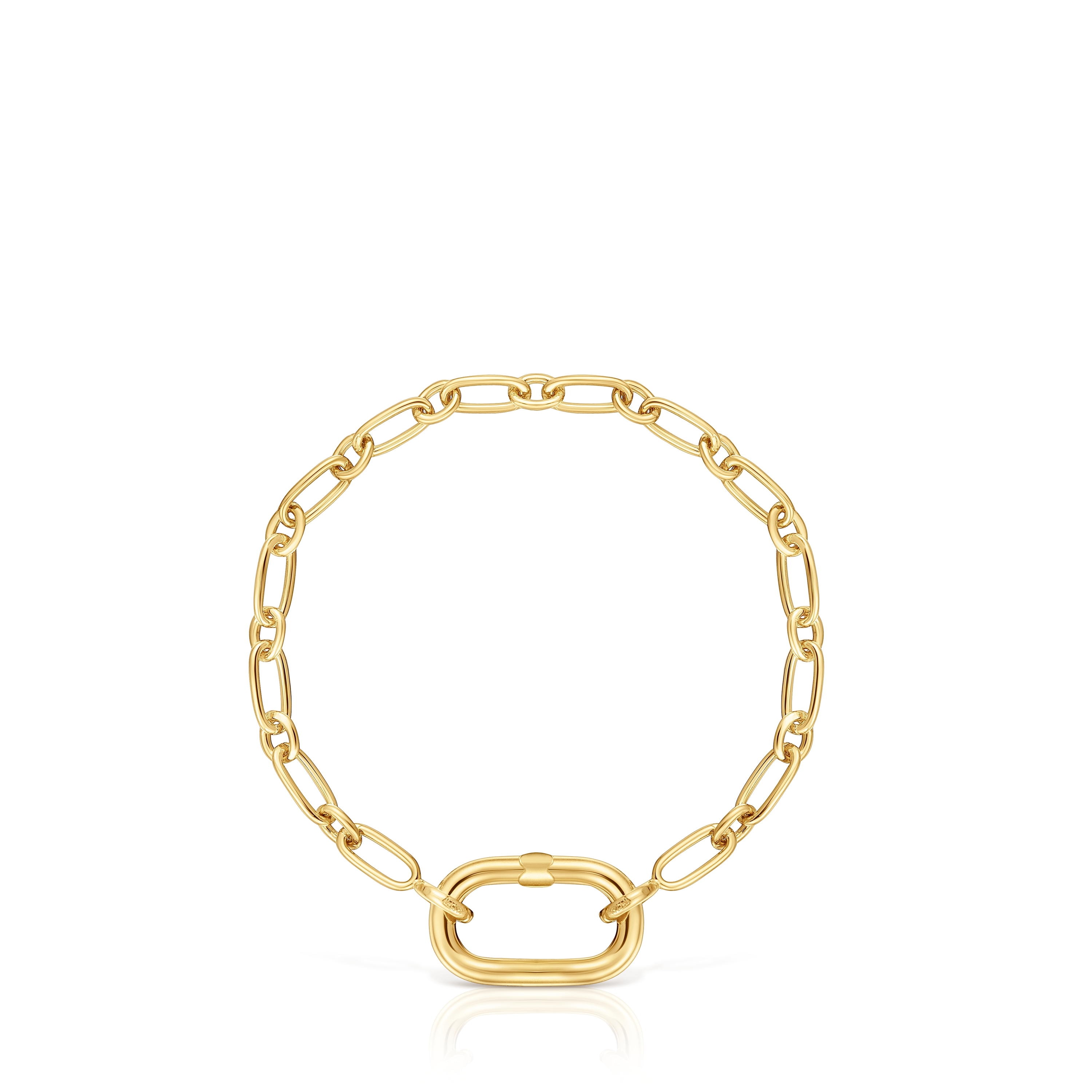 18kt gold plating over silver chain Bracelet with ring Hold Oval