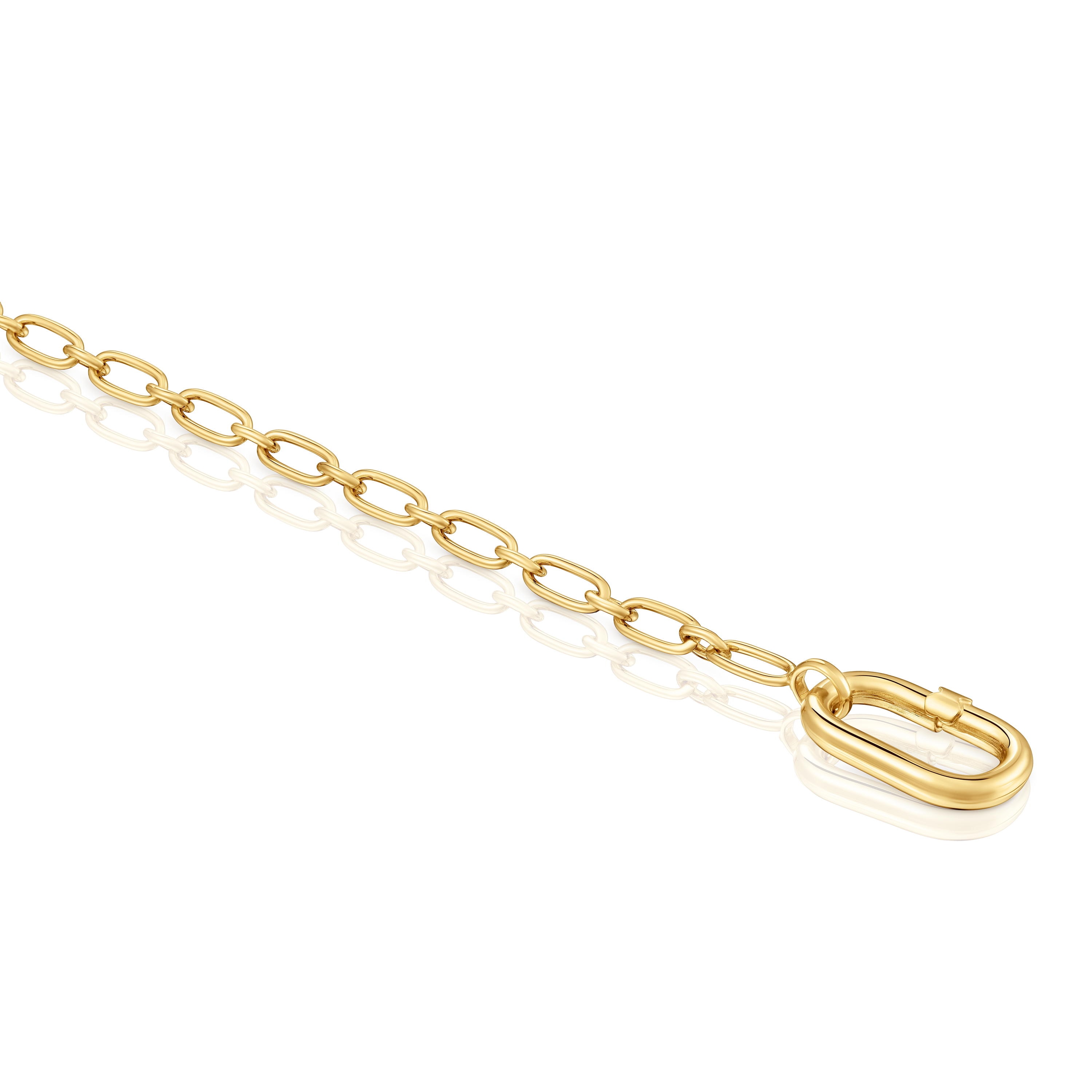 18kt gold plating over silver chain Bracelet with ring Hold Oval