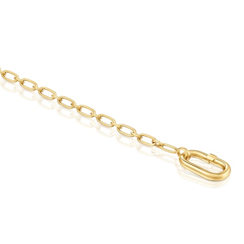 Pulsera cadena con baño de oro 18 kt sobre plata y anilla Hold Oval
