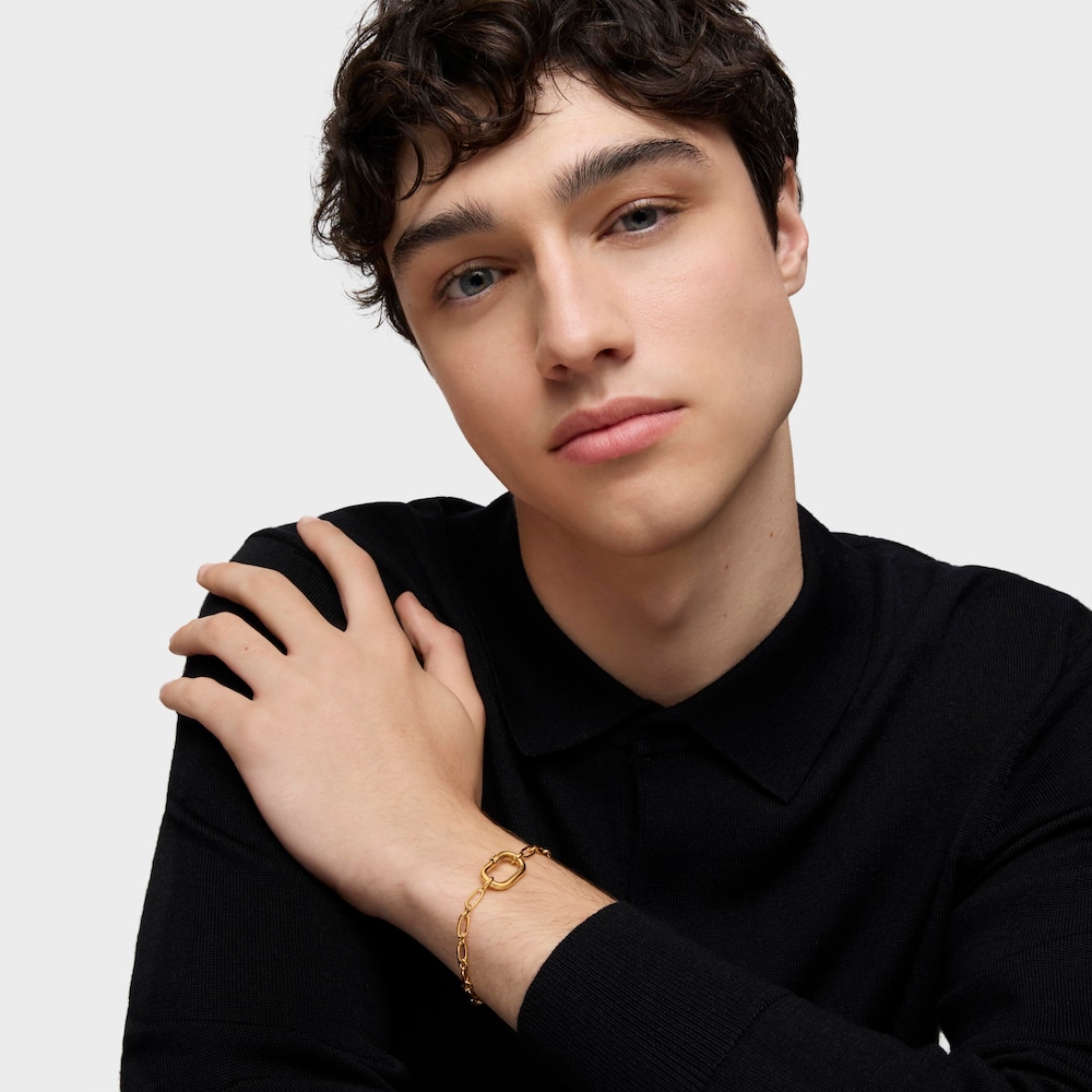 Strieborn&yacute; retiazkov&yacute; N&aacute;ramok s&nbsp;18&nbsp;kt pozl&aacute;ten&iacute;m na striebre s&nbsp;kr&uacute;žkom Hold Oval