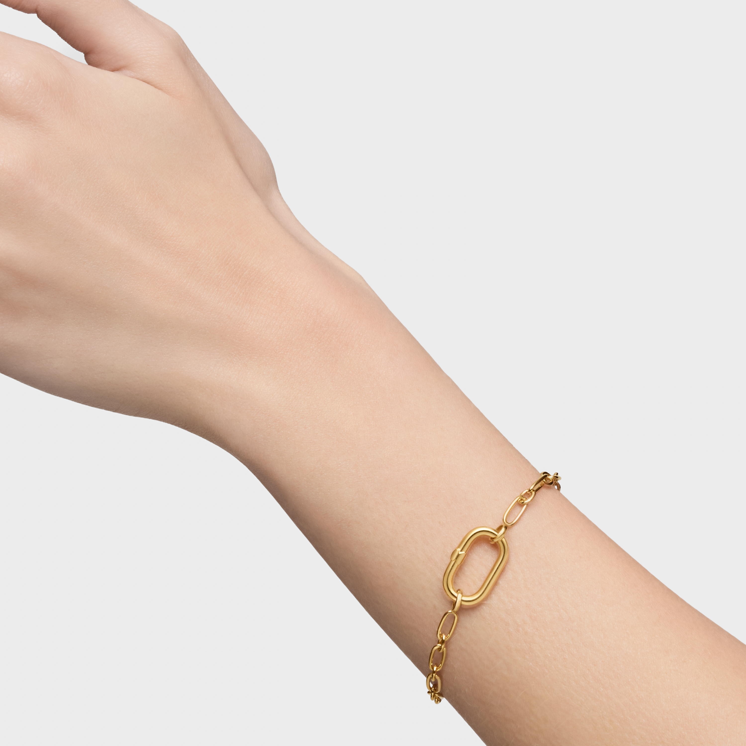 18kt gold plating over silver chain Bracelet with ring Hold Oval
