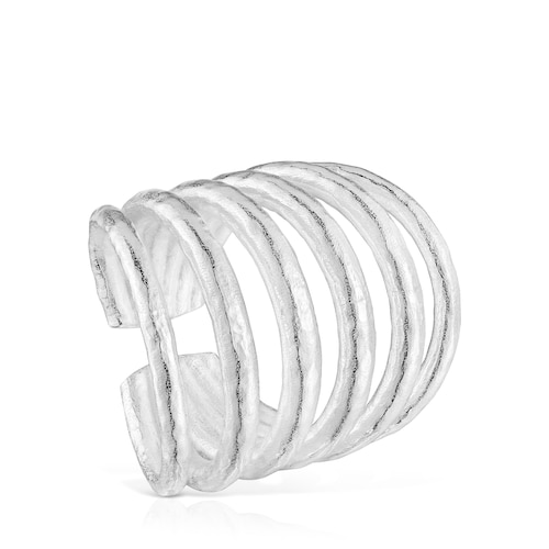 Anillo ancho de plata abierto Duna