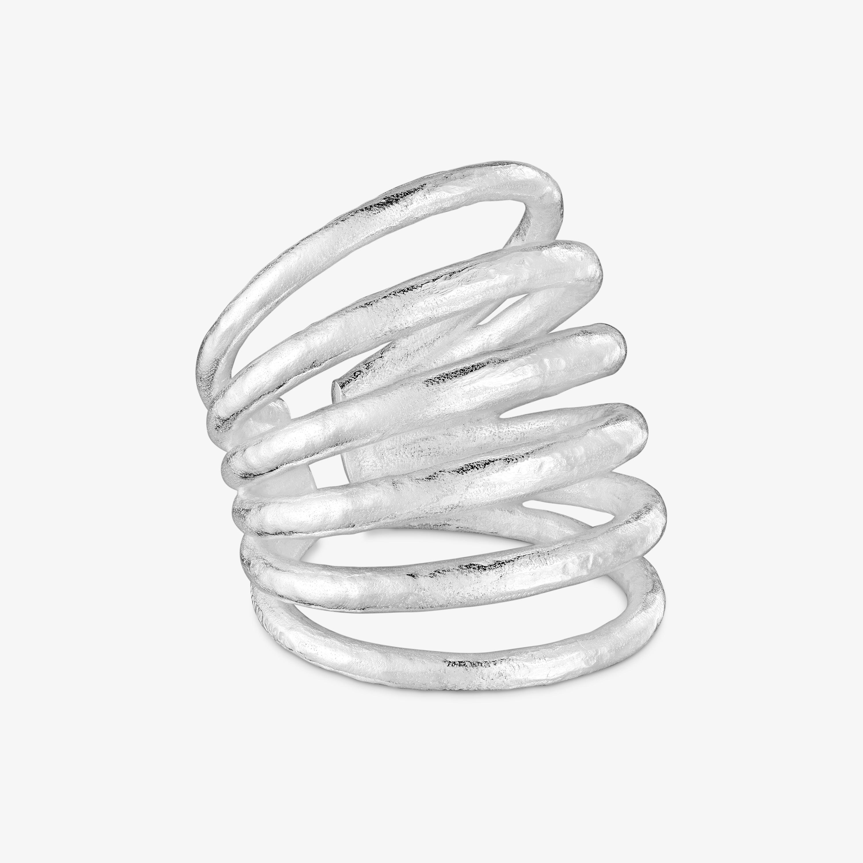 Wide silver open Ring Duna