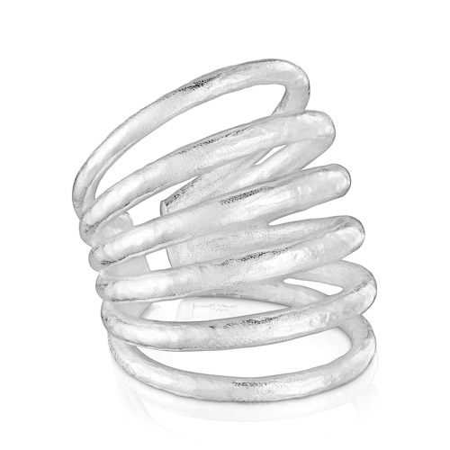 Anillo ancho de plata abierto Duna